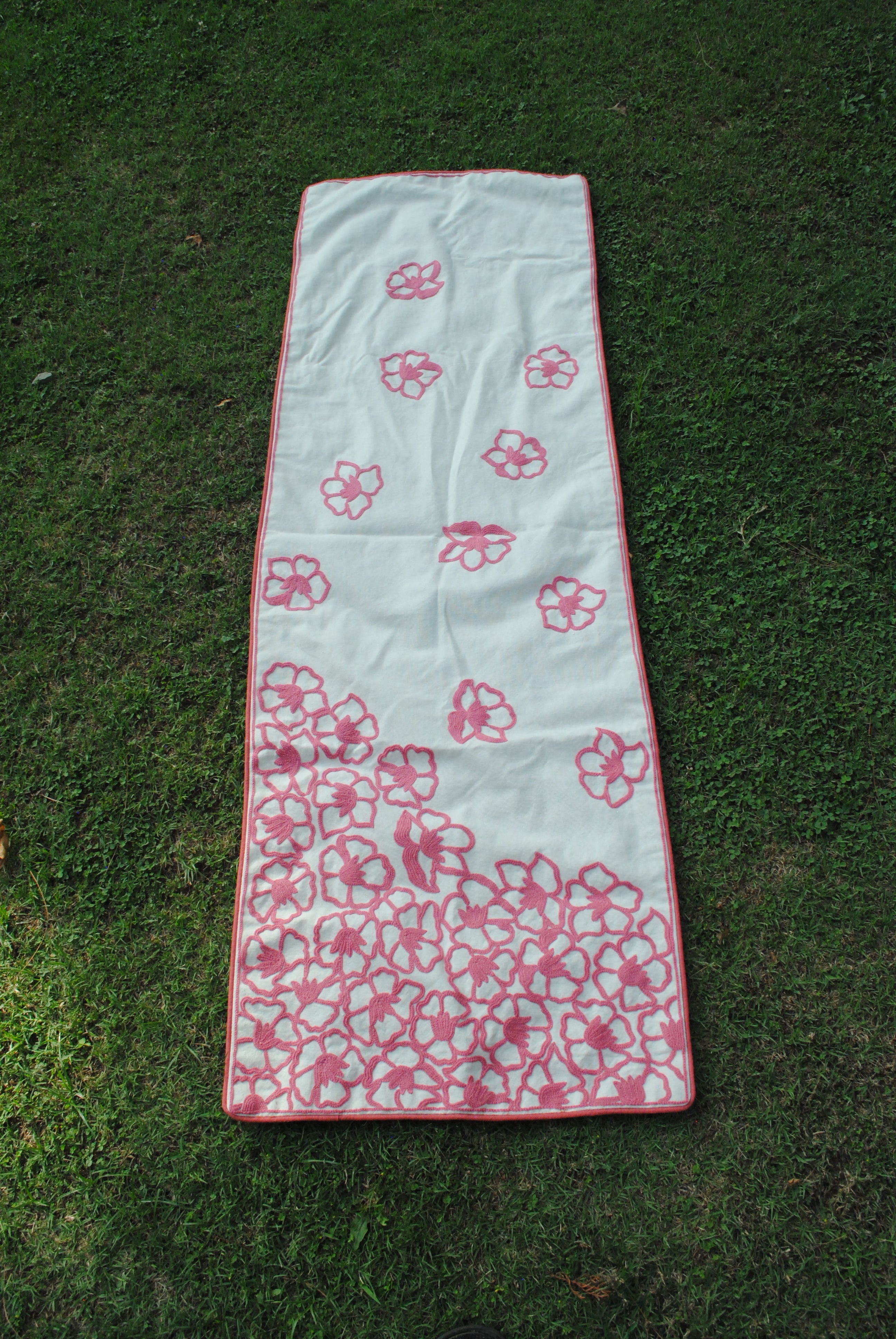 Phulai Hand Embroidered Floral Table Runner