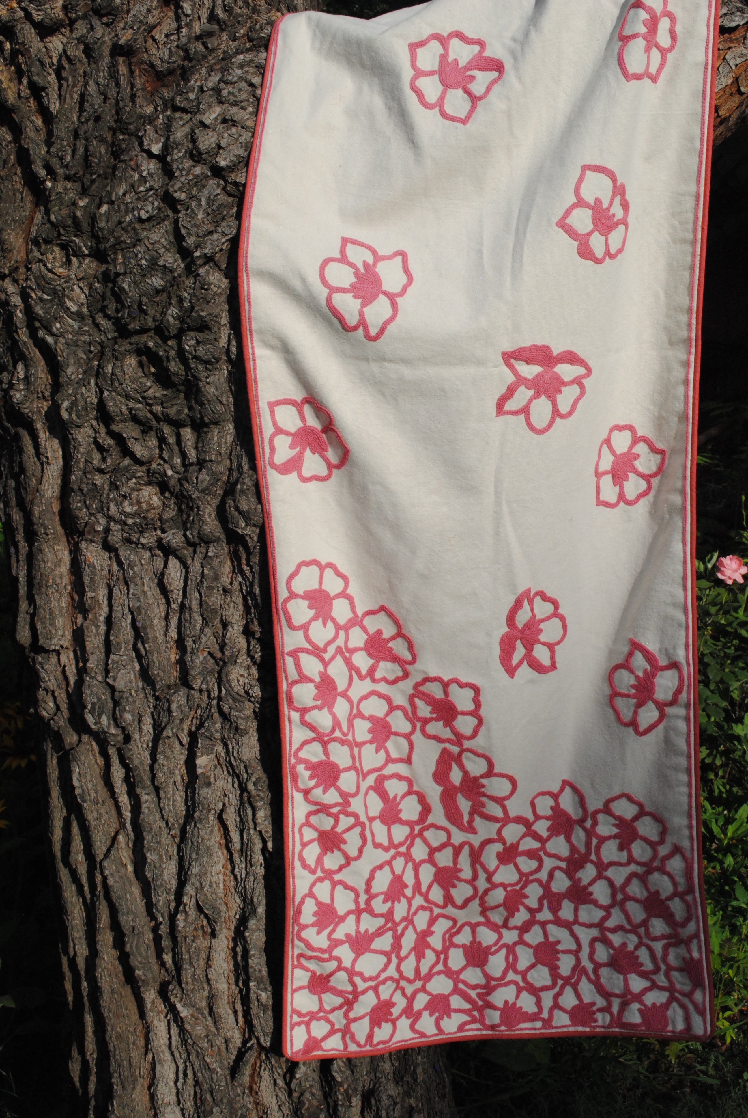 Phulai Hand Embroidered Floral Table Runner