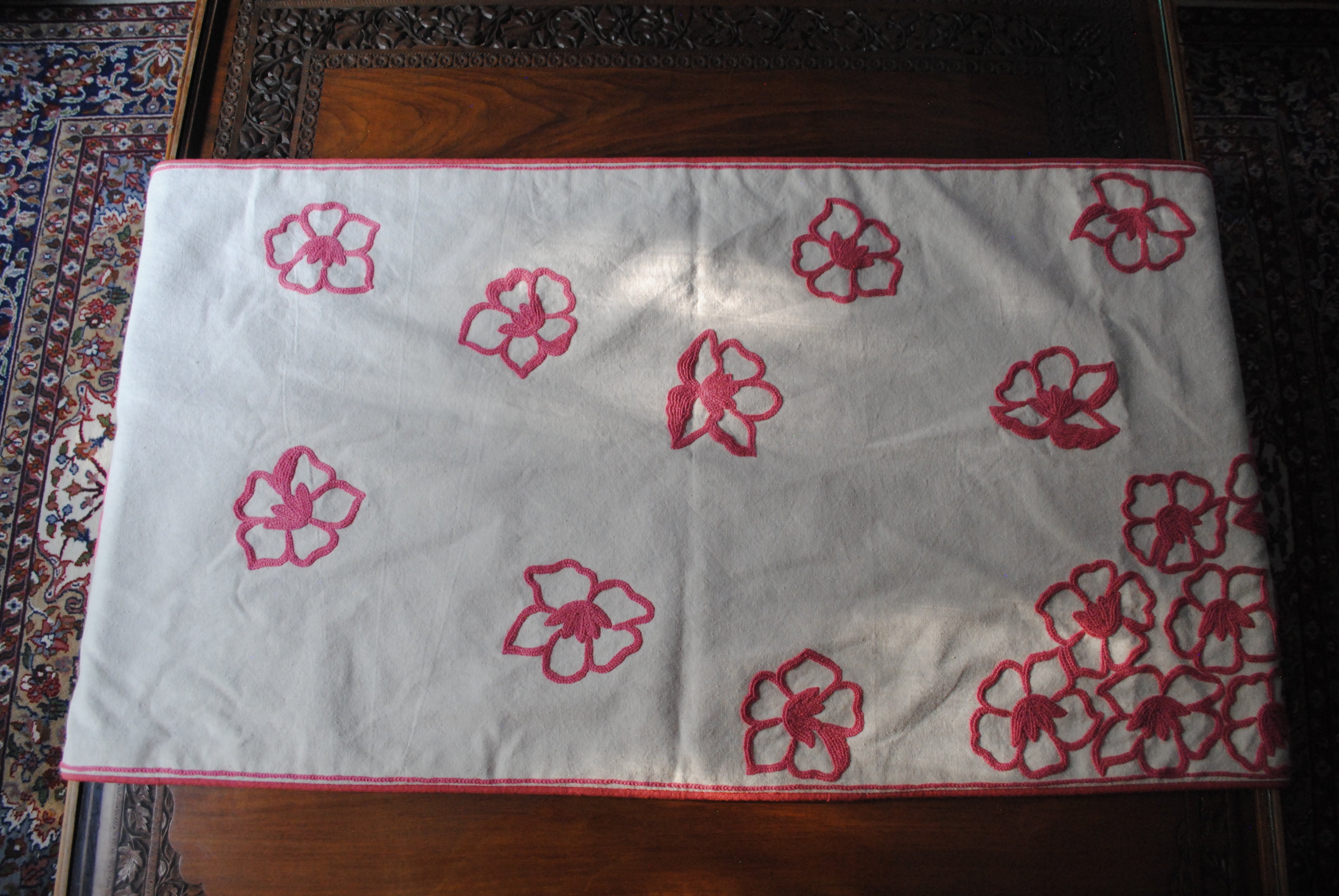 Phulai Hand Embroidered Floral Table Runner