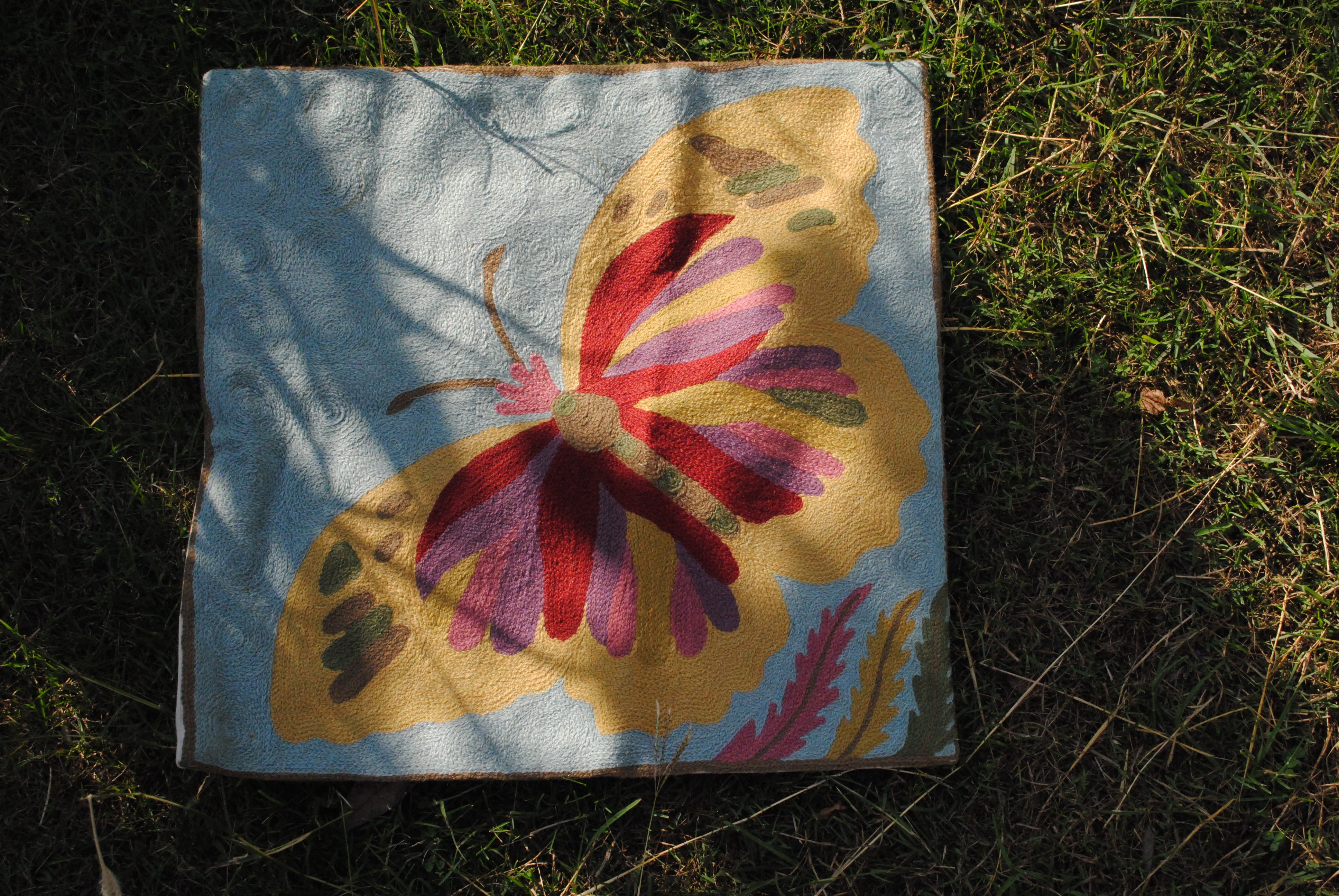 Butterfly Hand Embroidered Cushion Cover