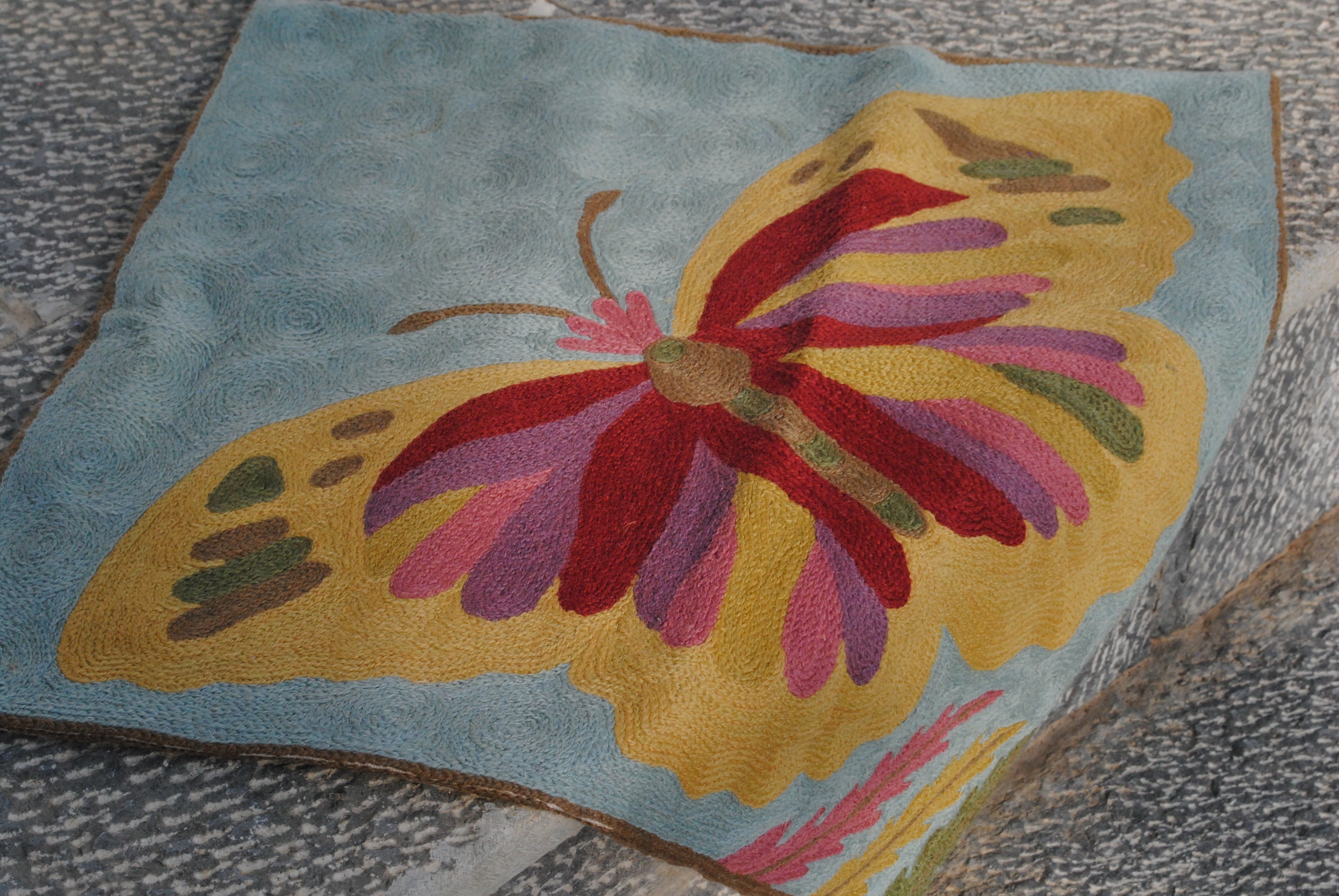 Butterfly Hand Embroidered Cushion Cover