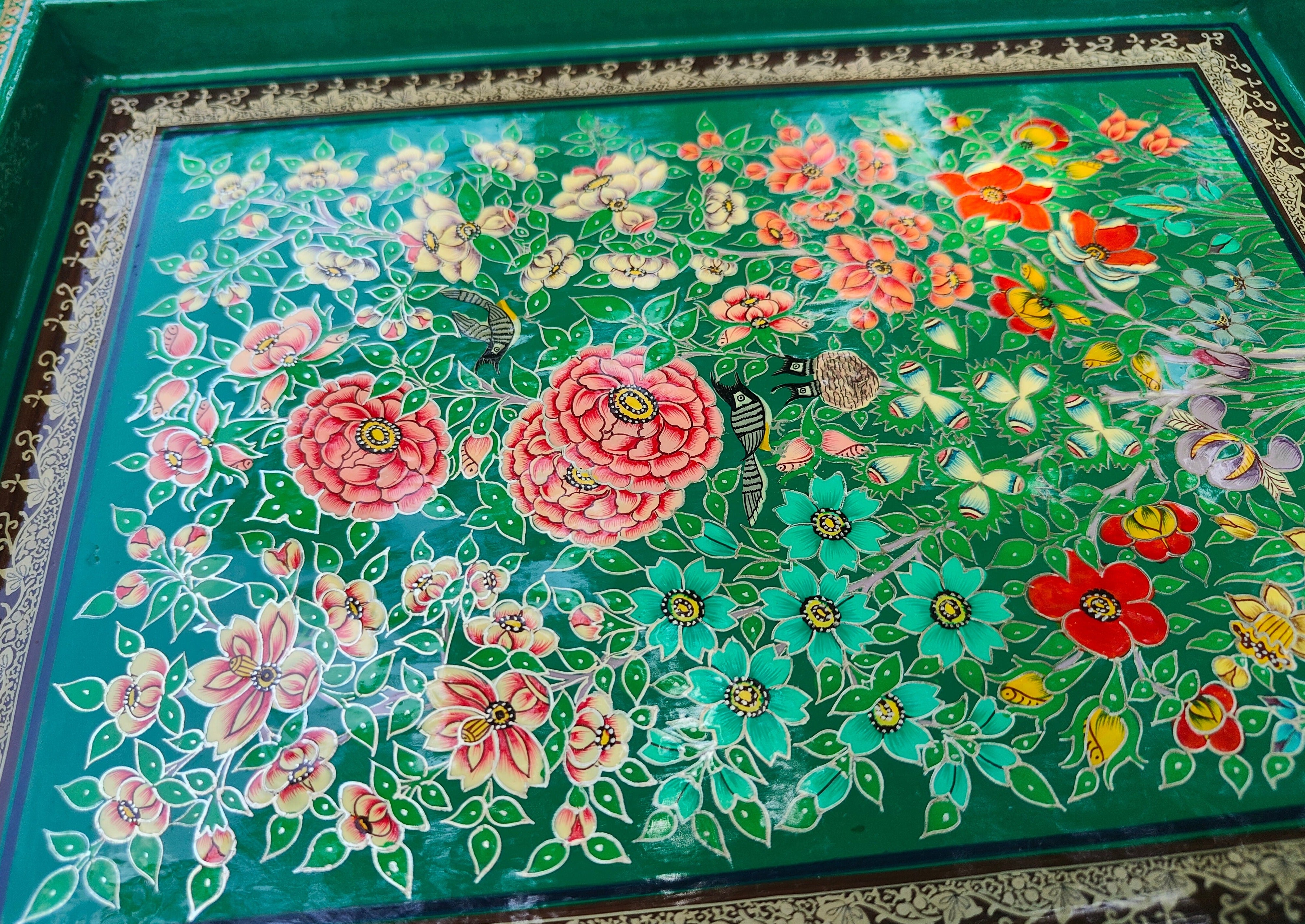 Sonth x Fayaz Ahmad Jan - Handpainted Tray in Green