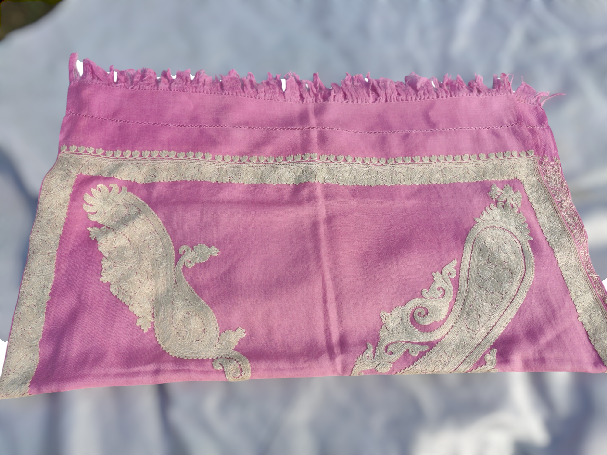 Ari Embroidered on-Fine Merino wool-Stole