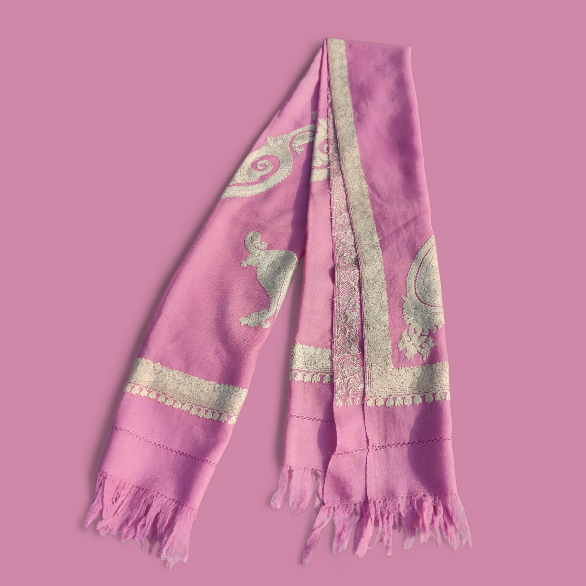 Ari Embroidered on-Fine Merino wool-Stole