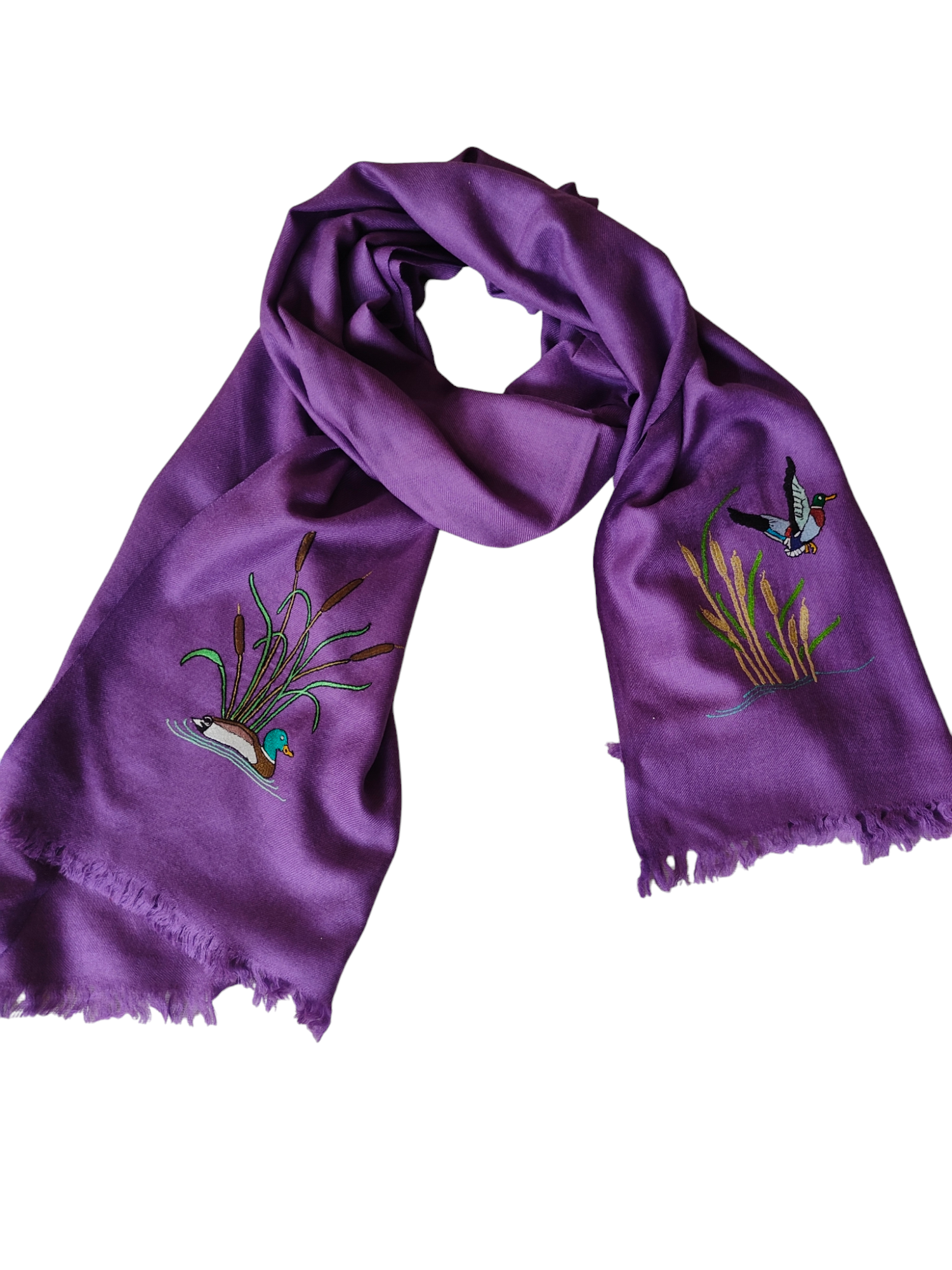 Goose in Violet- Birds of Kashmir - Marino Wool Stoles