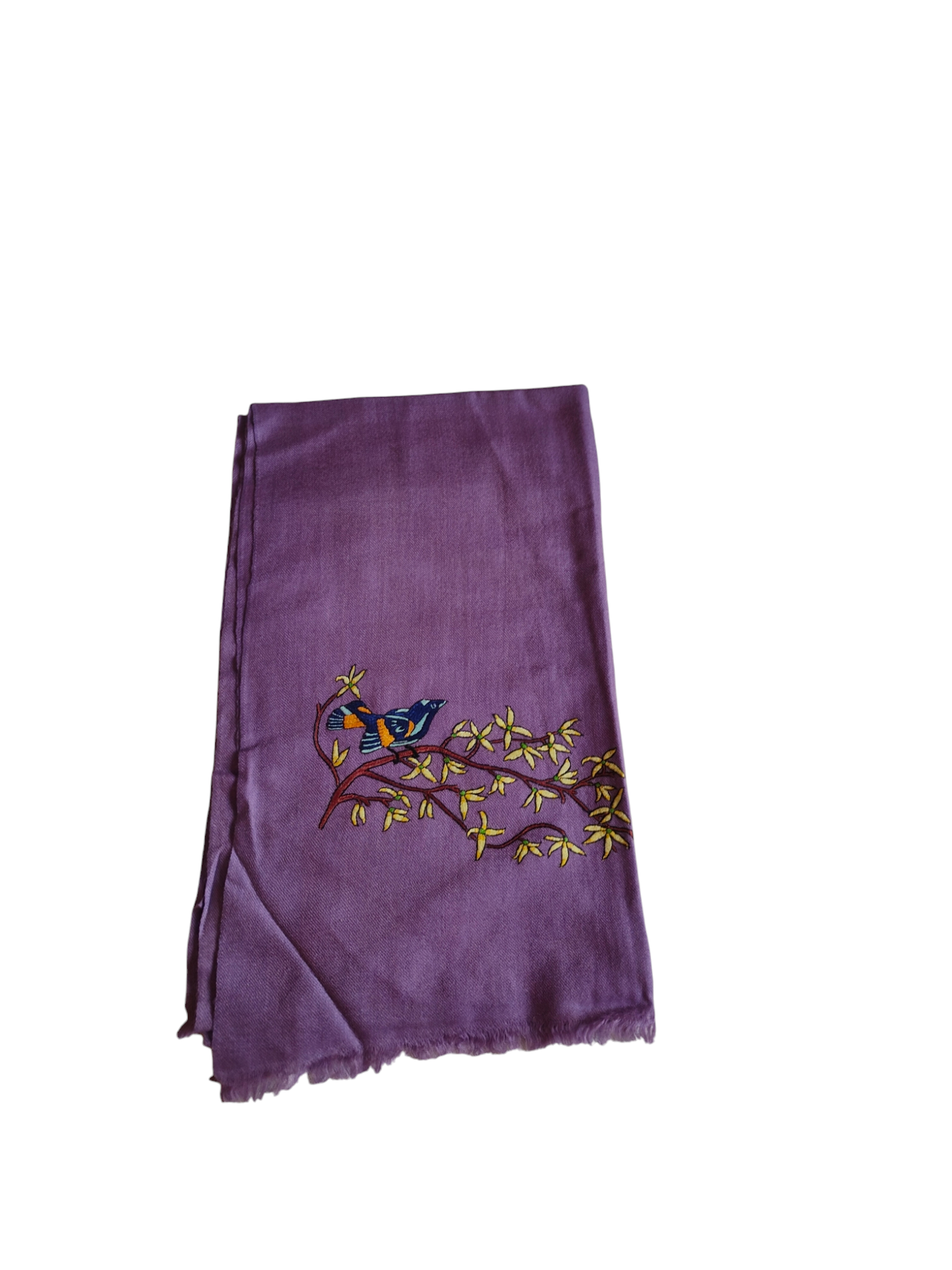 Blue Bird in Purple-Birds of Kashmir-Merino wool Stole