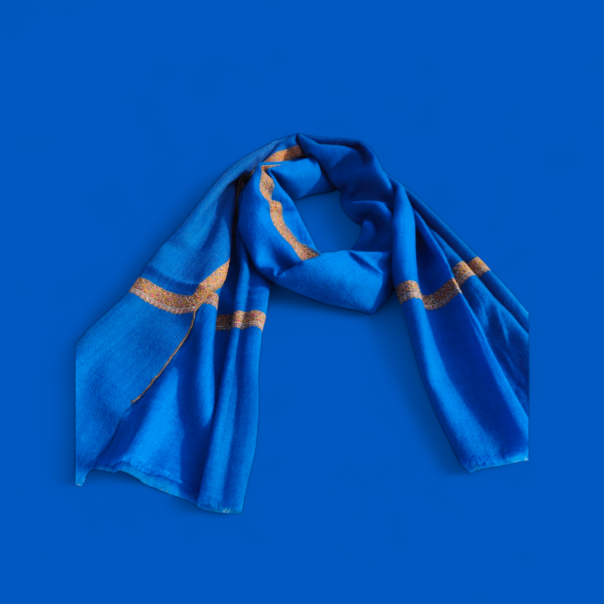 Hashidaar Blue -Sozni Cashmere- Stole