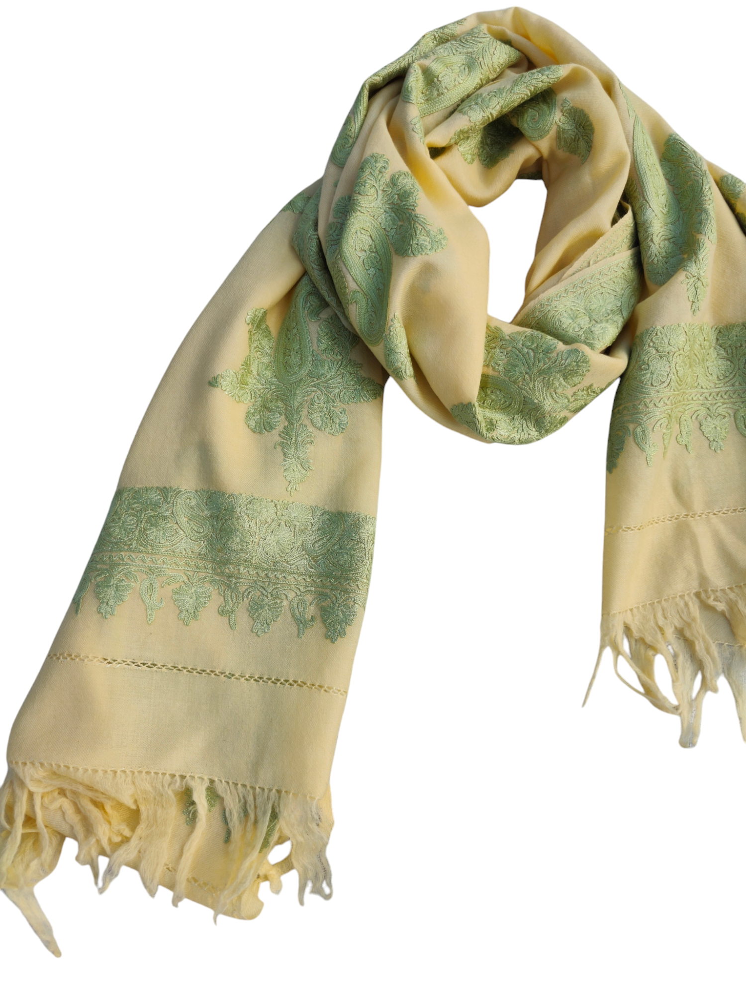 Ari embroidered-on Fine Merino Wool- Stole