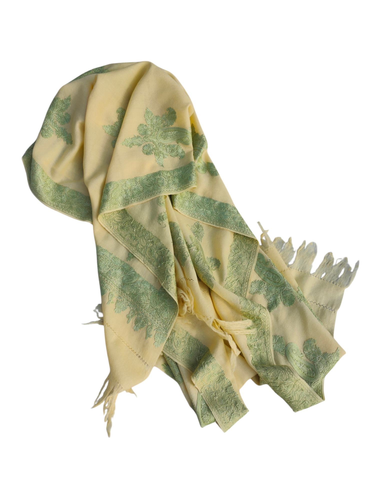 Ari embroidered-on Fine Merino Wool- Stole