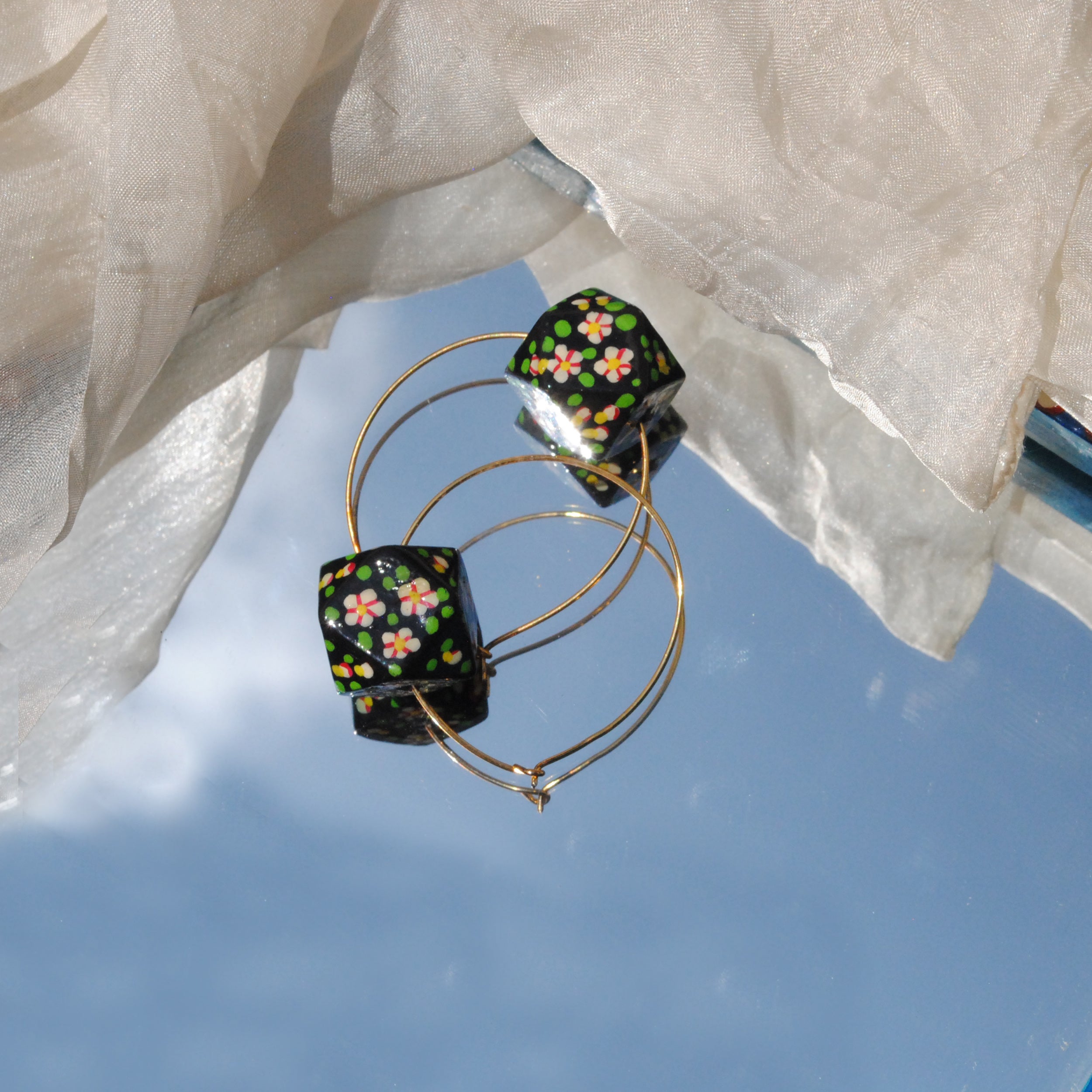 Papier-Mache Earrings - Beads and Hoops