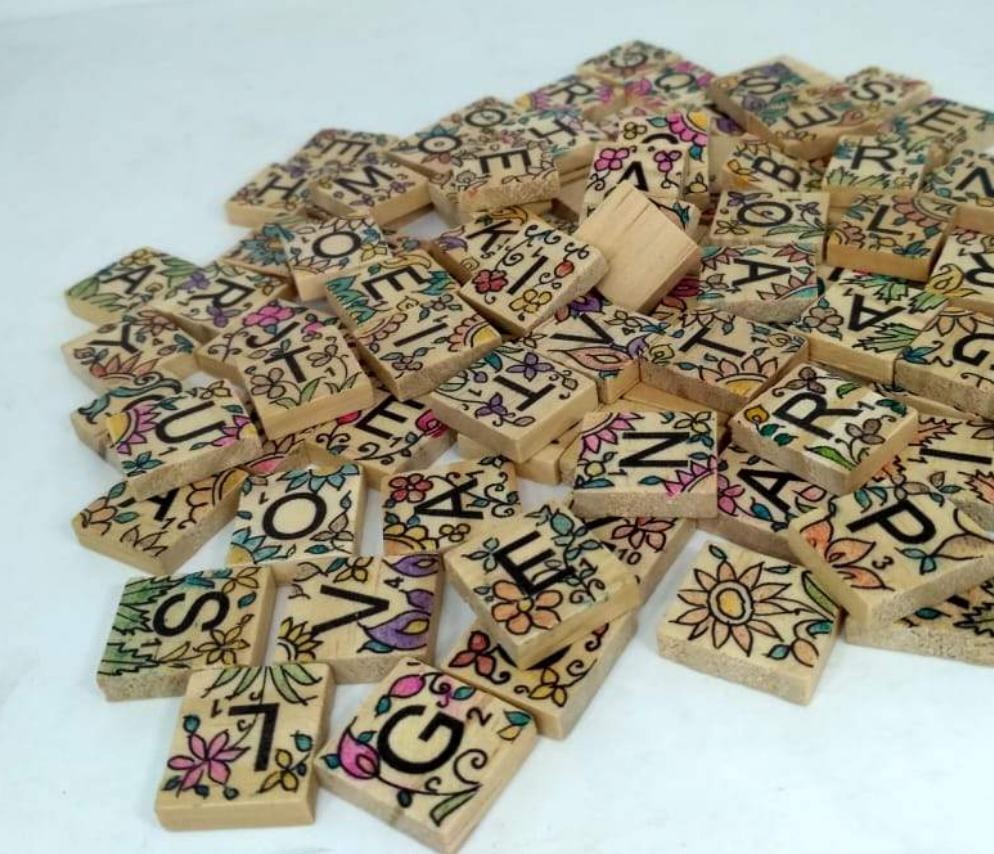 Hand-painted Papier Mache Scrabble