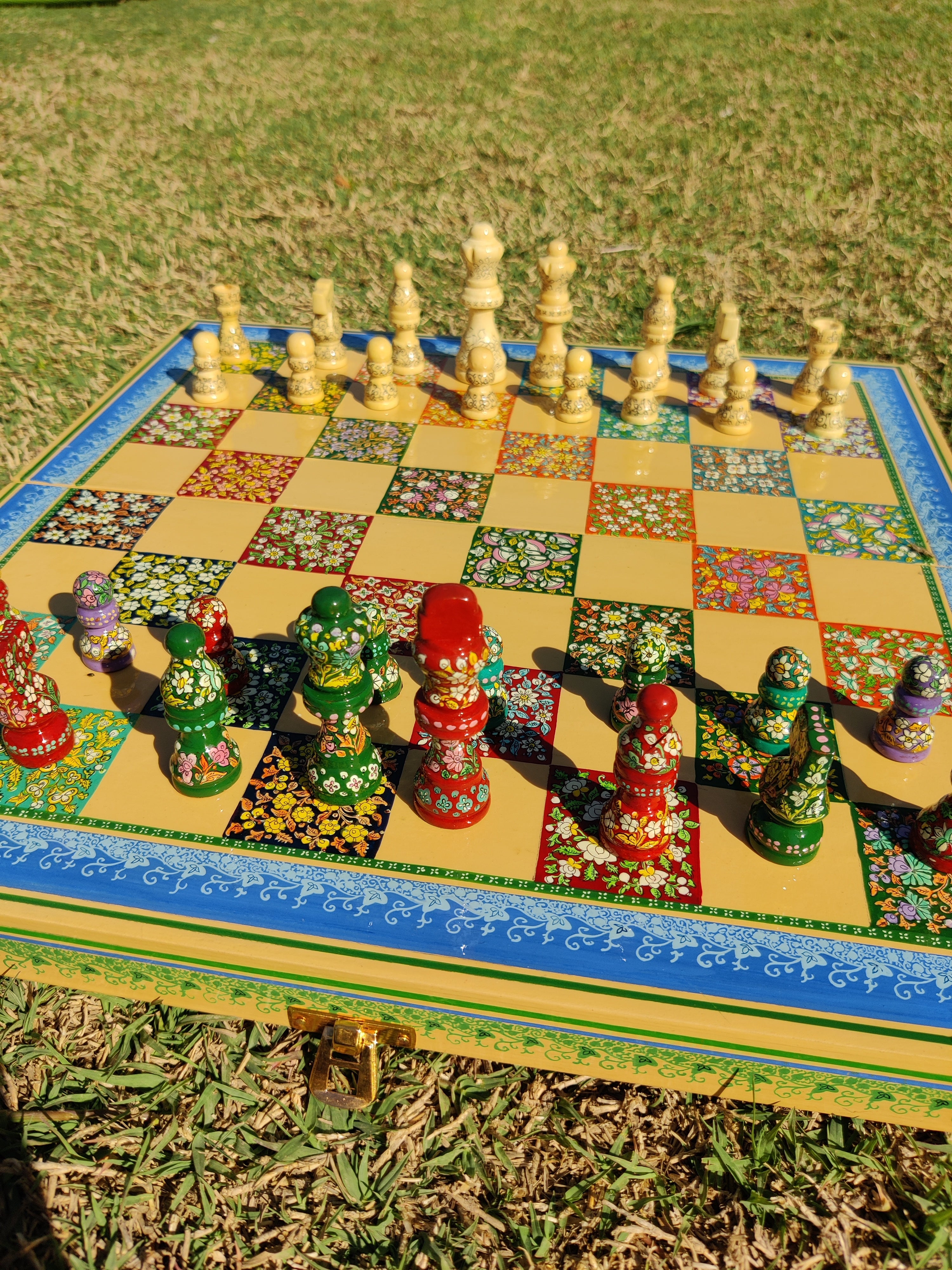 Hand-painted, Papier Mache Chess Sets - Colour