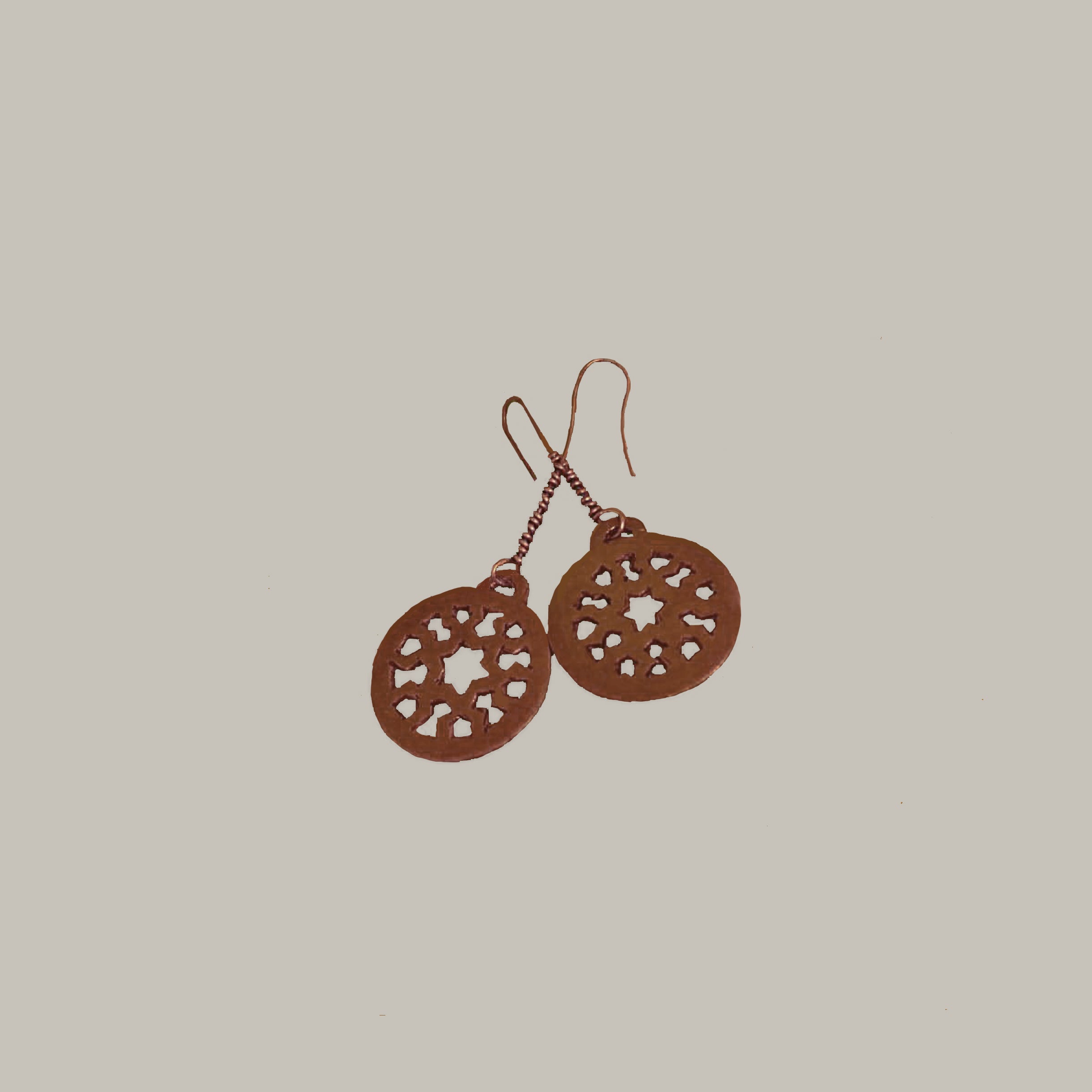 Round Jaali Work Copper Earrings